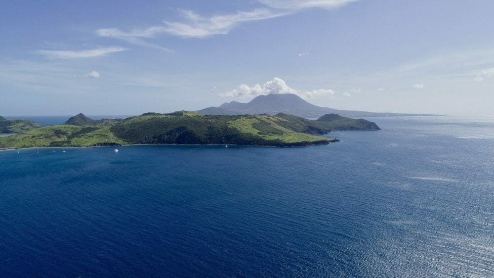 St. Kitts Anchorage Ballast Bay Nevis in background